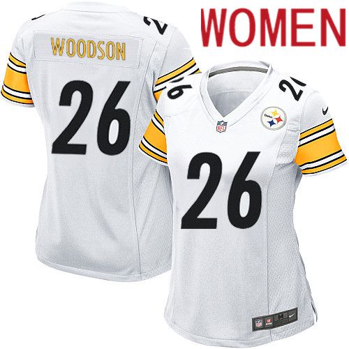 Women Pittsburgh Steelers #26 Rod Woodson Nike White Game NFL Jersey